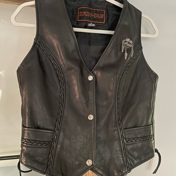 SkinTan Tops Vintage Skintan Leather Womens Biker Vest Poshmark